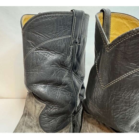 Vintage Justin 3019 Roper Cowboy Boots Mens 8D Gray Black Leather USA Made main image 4